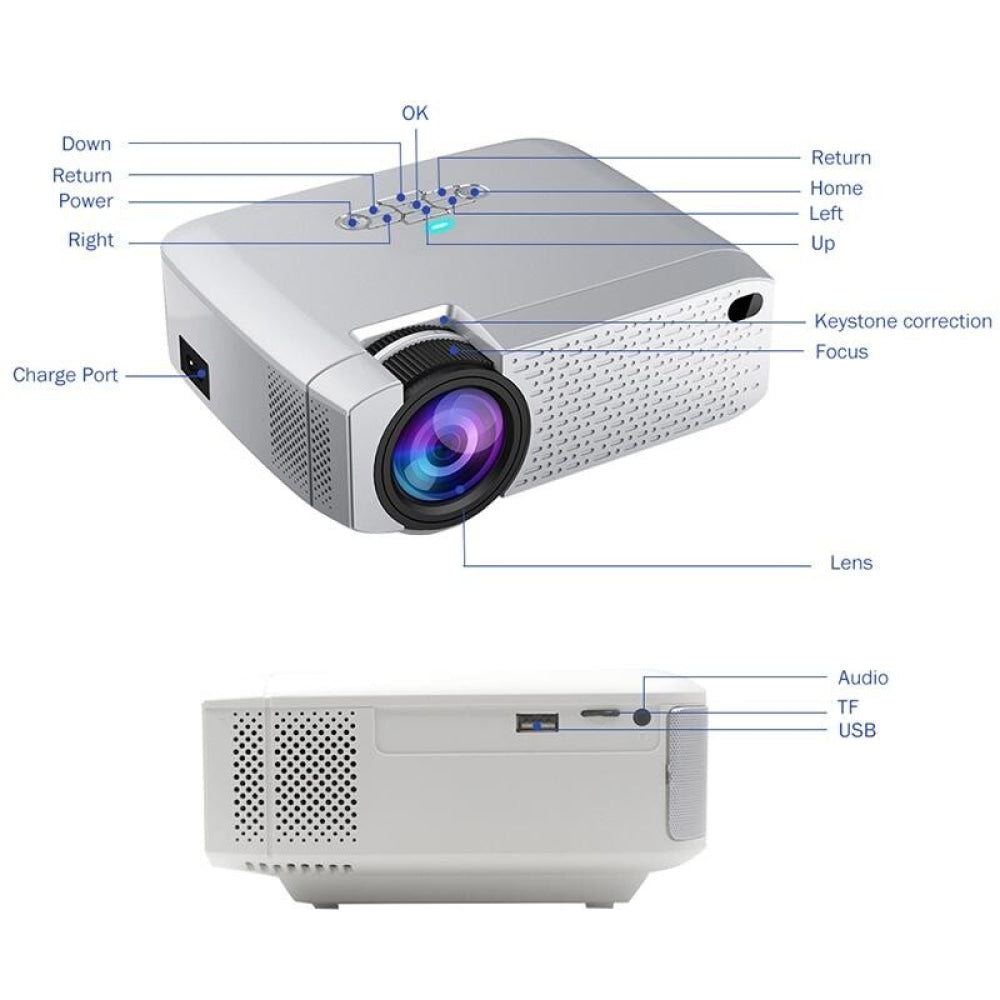 Portable Home Theater Projector - 1600 Lumens Hd Silver