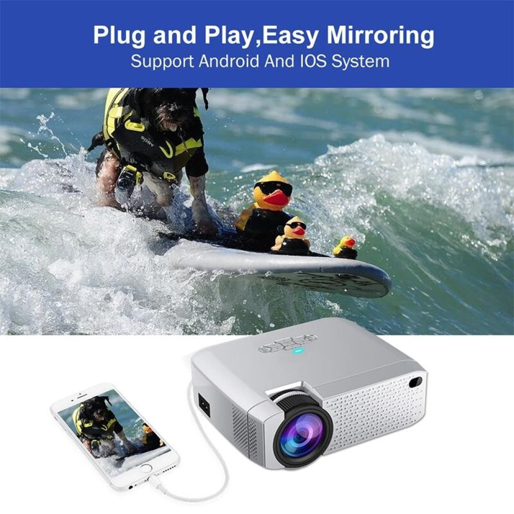 Portable Home Theater Projector - 1600 Lumens Hd Silver