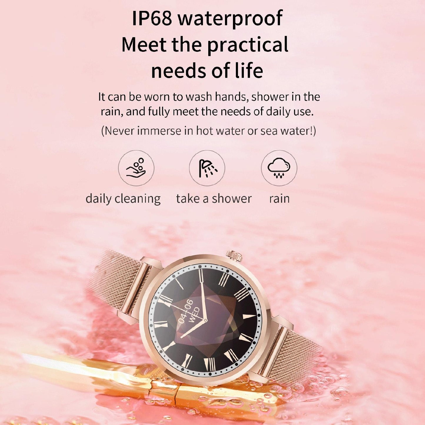 Health Monitoring Smart Watch With Heart Rate And Blood Pressure Options