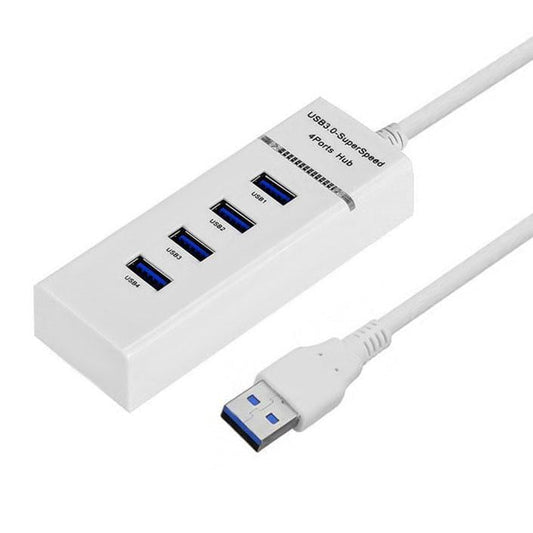 4-Port Usb 3.0 Hub With Led Super Speed 5Gbps - White