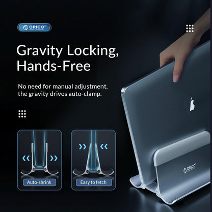 Space-saving Vertical Laptop Stand - Compact Design - Silver