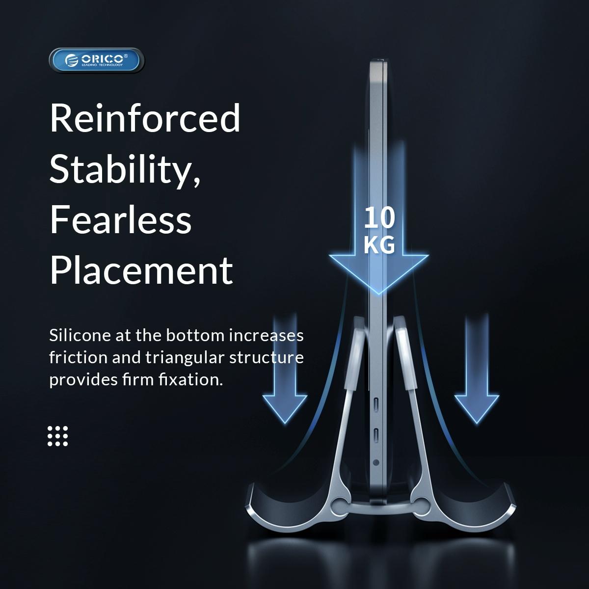 Space-saving Vertical Laptop Stand - Compact Design - Silver