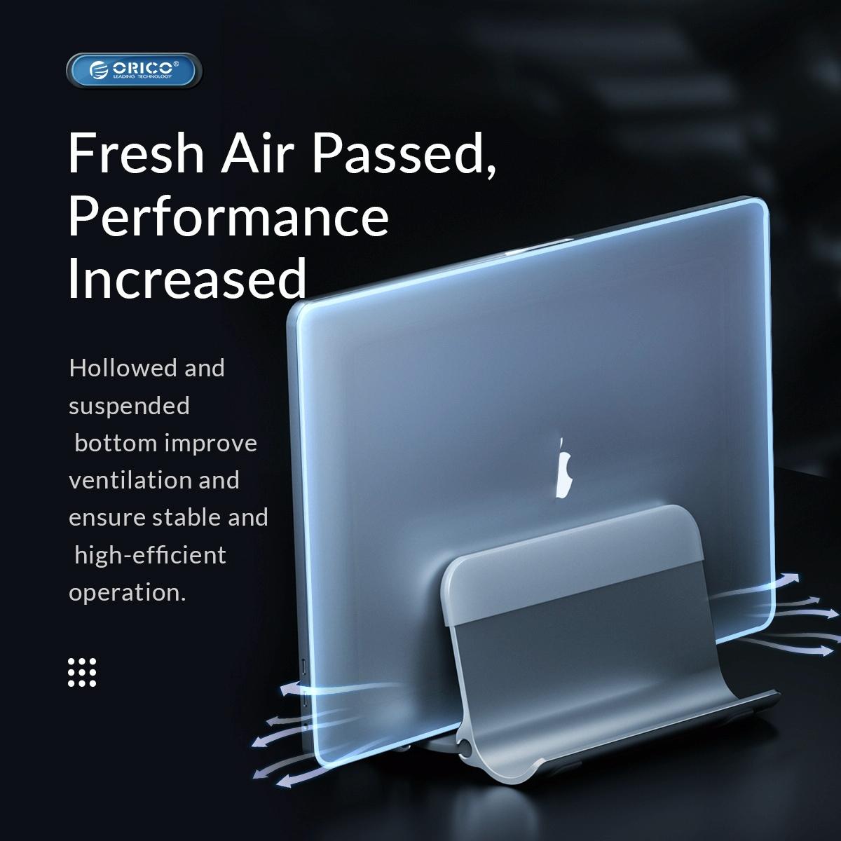 Space-saving Vertical Laptop Stand - Compact Design - Silver