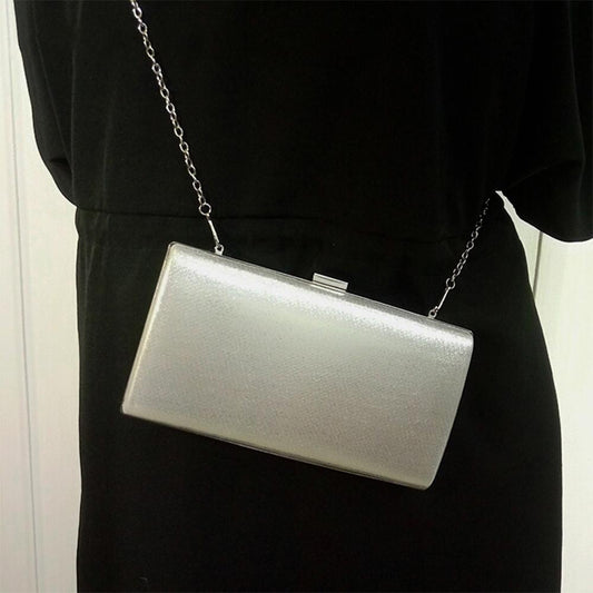 Square Party Handbag For Women Elegant Crossbody Bag For Banquets And Events - Silver