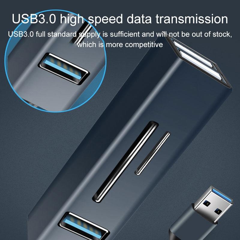 5-In-1 Usb3.0 Hub Adapter 3X Usb + Sd / Tf Reader - Silver
