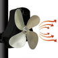 4-Blade Heat Powered Fireplace Stove Fan - Aluminum - Silver