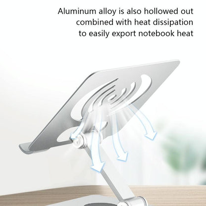 Foldable Rotating Laptop / Tablet Stand - Aluminum Alloy - Silver