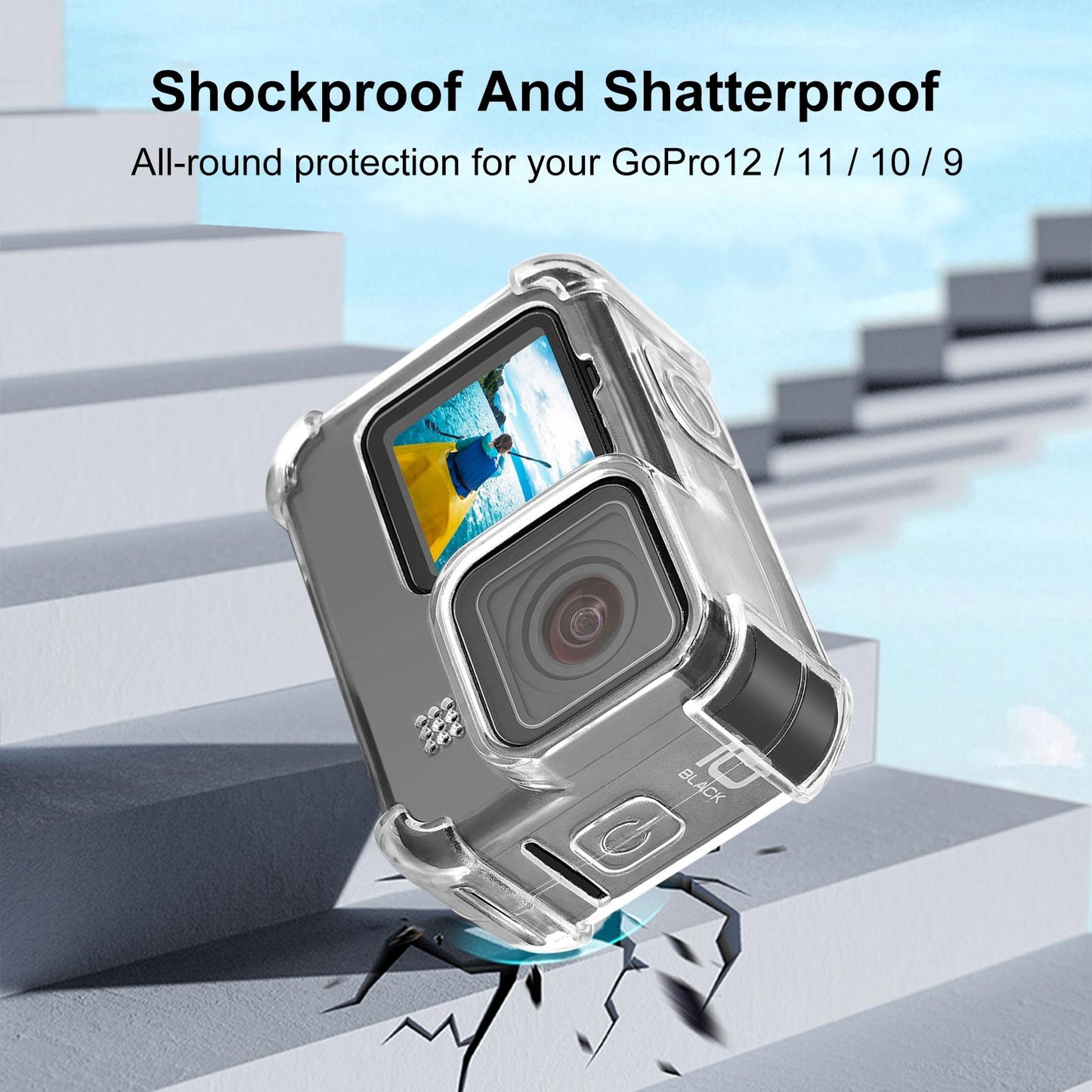 Tpu Case with Lens Cap and Neck Strap for Gopro Hero 9 / 10 / 11 / 12