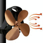 4-Blade Heat Powered Fireplace Stove Fan - Aluminum - Bronze