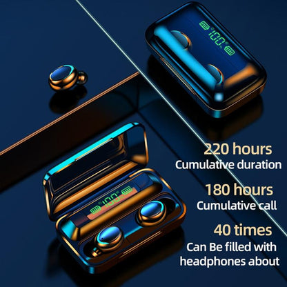 Macaron Bluetooth Earphones with Led Display and Noise Reduction - Baby Blue