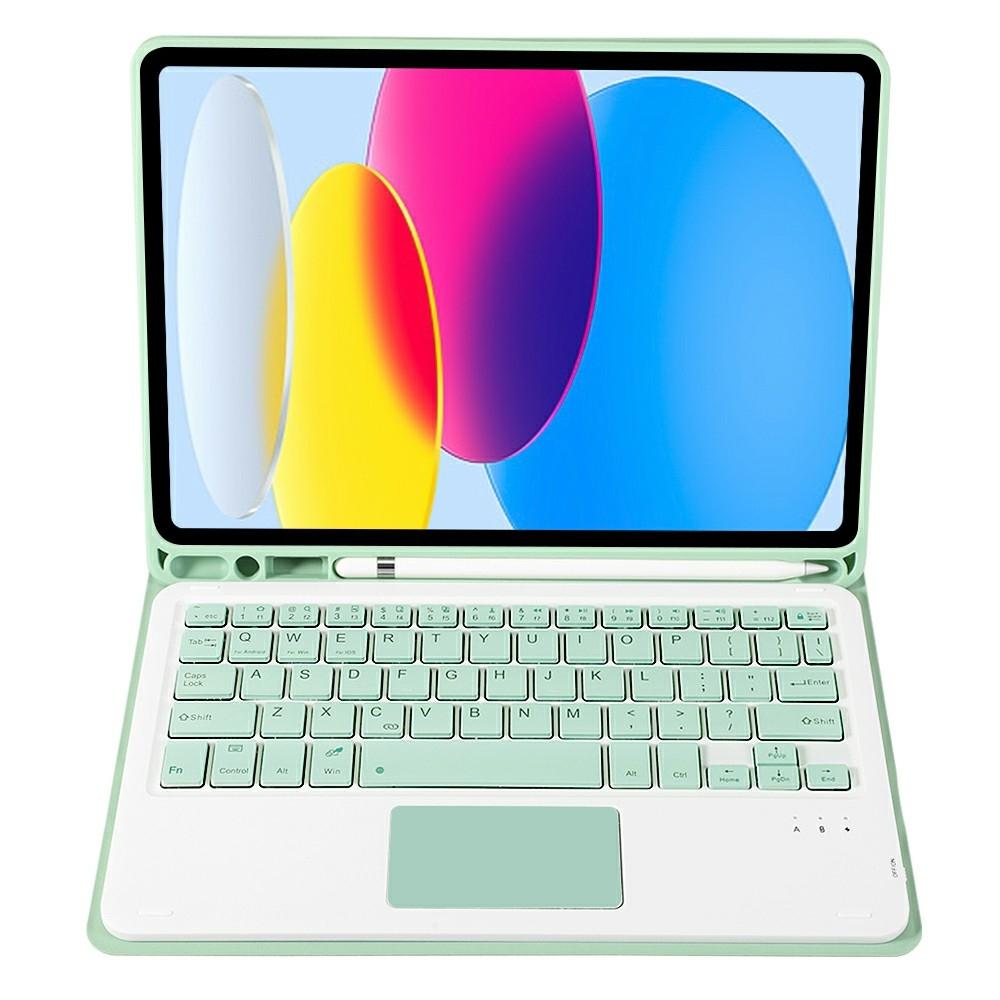2022 Ipad 10.9 Lambskin Bluetooth Keyboard Case With Pen Slot - Baby Blue