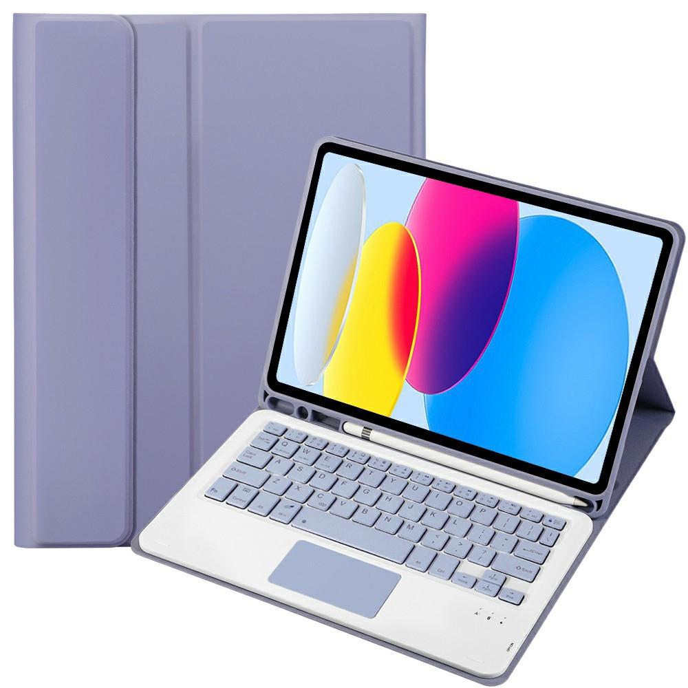 2022 Ipad 10.9 Lambskin Bluetooth Keyboard Case With Pen Slot - Baby Blue