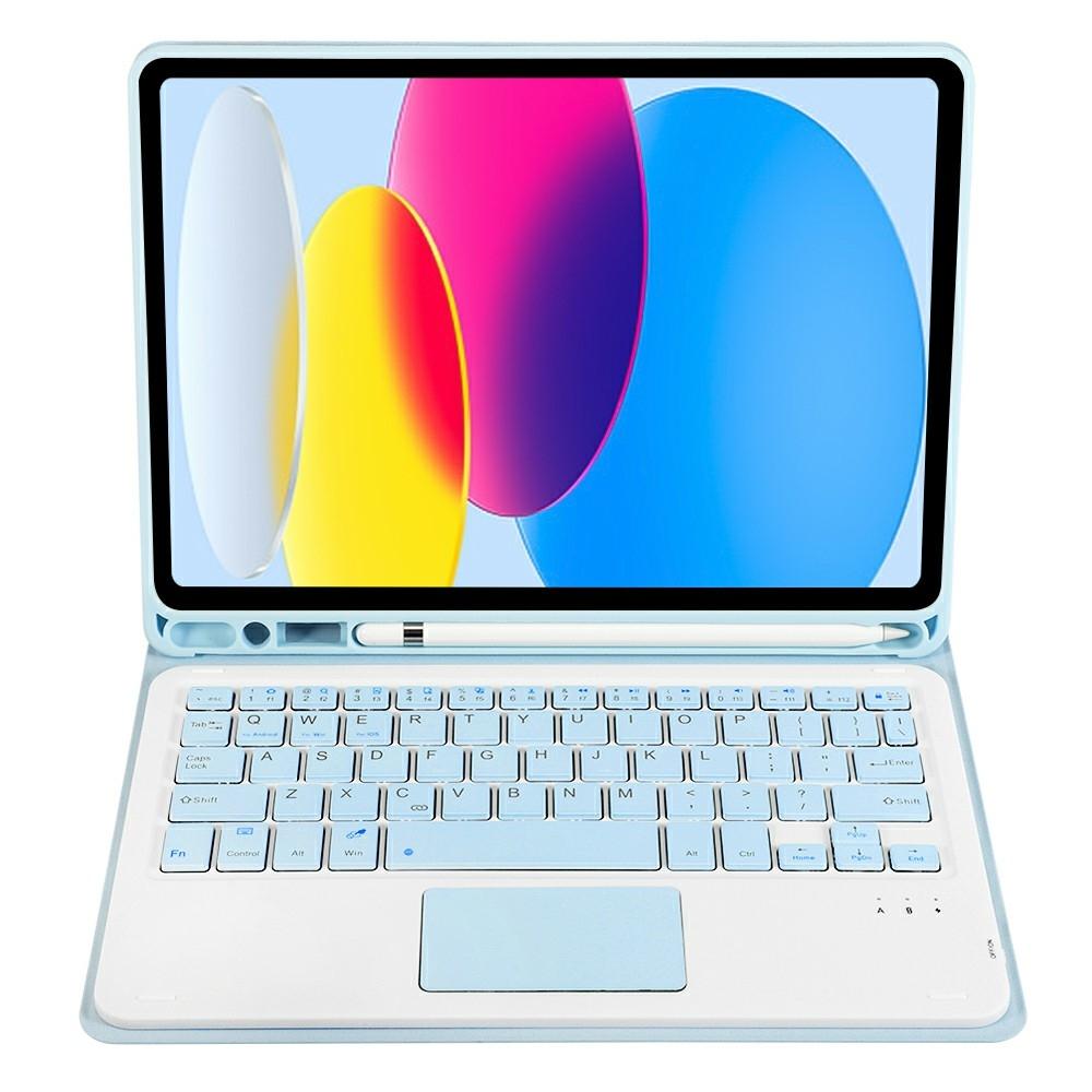 2022 Ipad 10.9 Lambskin Bluetooth Keyboard Case With Pen Slot - Baby Blue