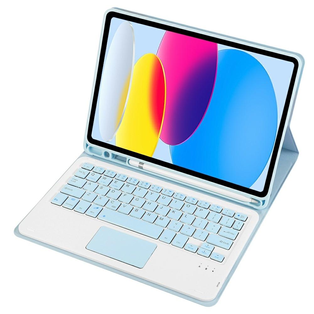 2022 Ipad 10.9 Lambskin Bluetooth Keyboard Case With Pen Slot - Baby Blue