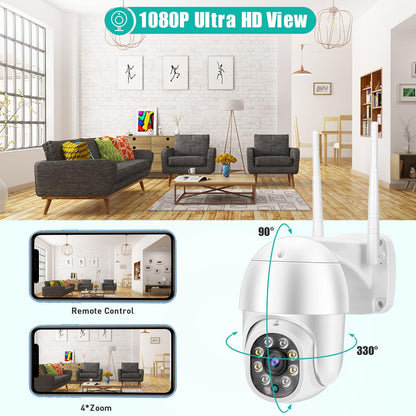 Waterproof Ptz Wifi Camera With Night Vision & Two-Way Voice Intercom & Motion Detection