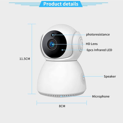 Smart Wifi Security Camera With Pan-Tilt 1.0Mp Tf Card Two-Way Audio Motion Detection Night Vision
