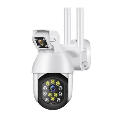 Waterproof Panoramic Ptz Wifi Camera With Dual Lens 1080P Resolution Two-Way Voice Intercom Smart Alarm And Video Playback. Supports Day / Night Full Colour And 128Gb Tf Card.