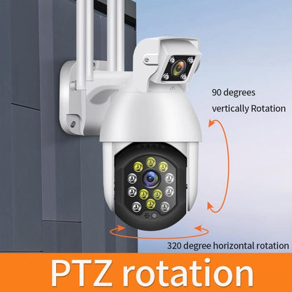 Waterproof Panoramic Ptz Wifi Camera With Dual Lens 1080P Resolution Two-Way Voice Intercom Smart Alarm And Video Playback. Supports Day / Night Full Colour And 128Gb Tf Card.