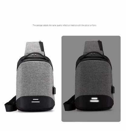 Versatile Oxford Shoulder Bag With Earphone & Usb - Navy Blue
