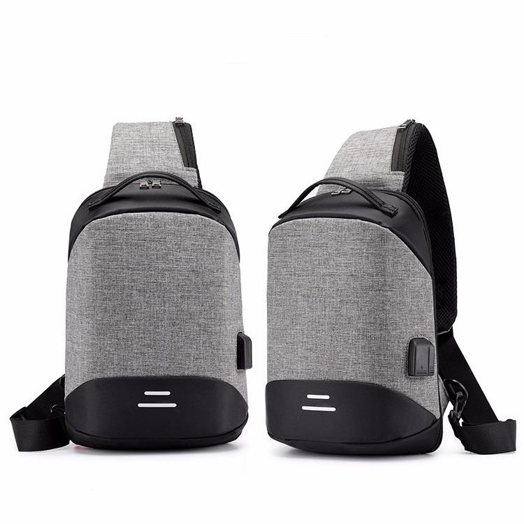 Versatile Oxford Shoulder Bag With Earphone & Usb - Navy Blue