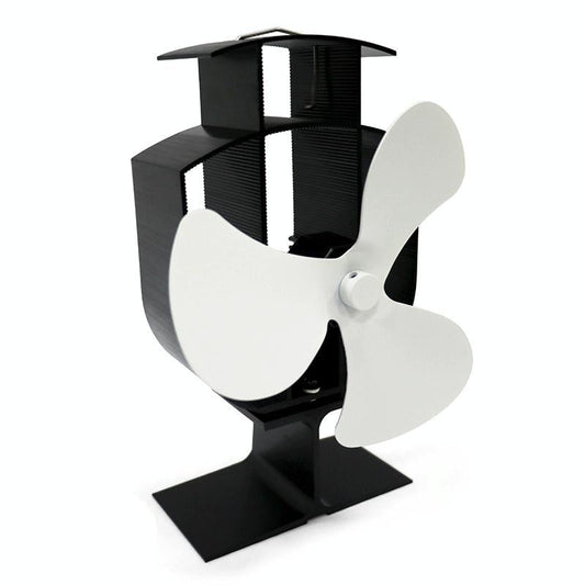 High-temp Metal Heat-powered Stove Fan - 3 Blades - White