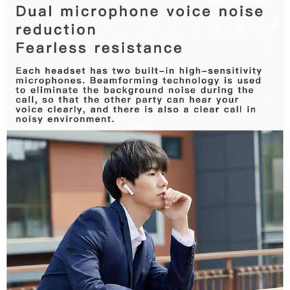Wireless Dual Mic Noise-cancelling Earbuds with Charging Case - White