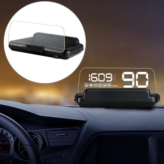 Virtual Hd Car Hud Display Speed Rpm Water Temp Oil Consumption Distance / Time Voltage Over Speed Alarm - White