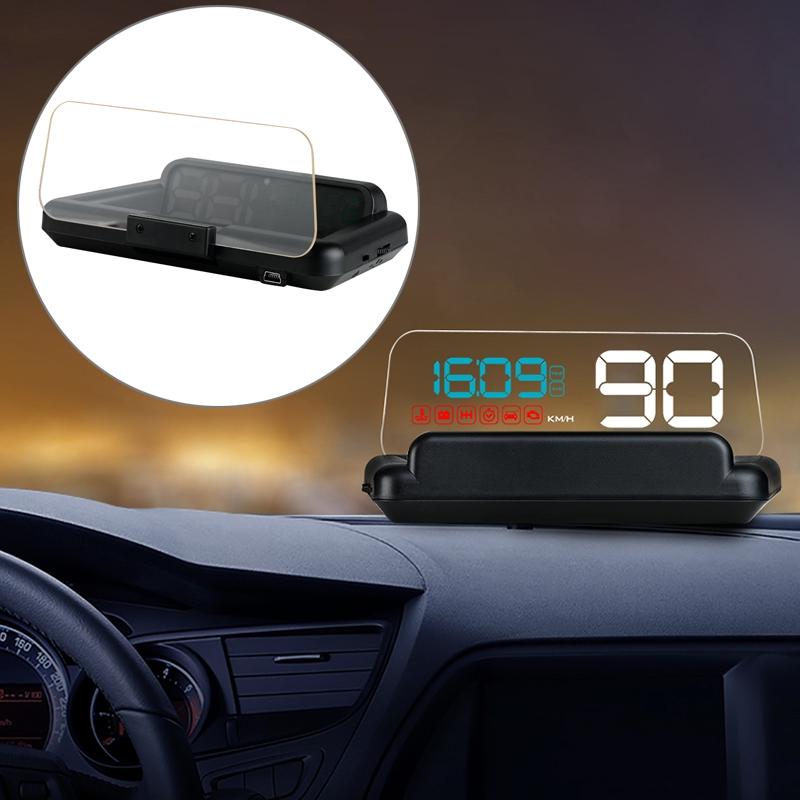 Virtual Hd Car Hud Display Speed Rpm Water Temp Oil Consumption Distance / Time Voltage Over Speed Alarm - White
