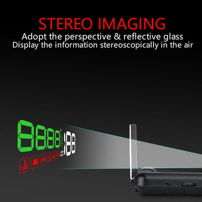 Virtual Hd Car Hud Display Speed Rpm Water Temp Oil Consumption Distance / Time Voltage Over Speed Alarm - White