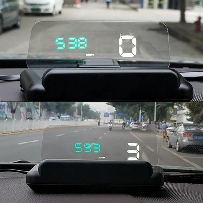 Virtual Hd Car Hud Display Speed Rpm Water Temp Oil Consumption Distance / Time Voltage Over Speed Alarm - White
