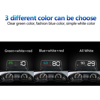 Virtual Hd Car Hud Display Speed Rpm Water Temp Oil Consumption Distance / Time Voltage Over Speed Alarm - White