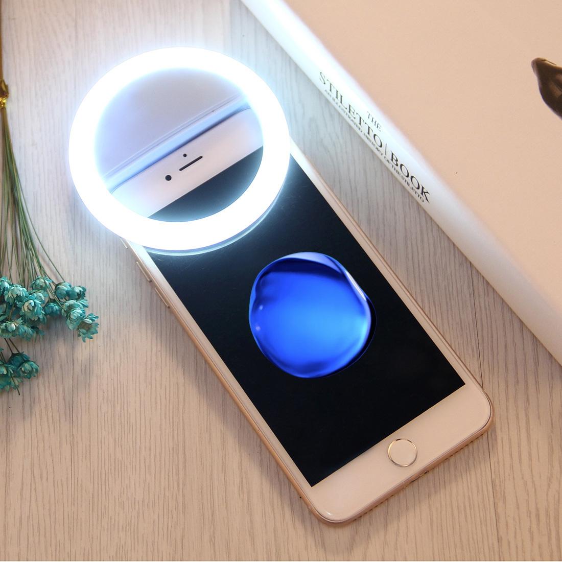 Adjustable Clip Beauty Light for Smartphones - Usb Cable - White