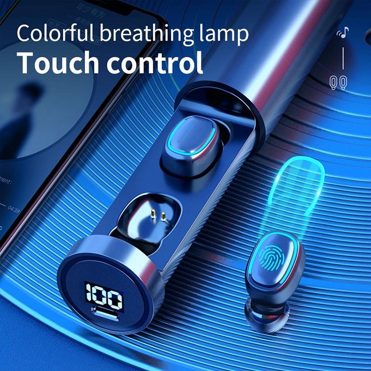True Wireless Bluetooth Earphones with Digital Display and Charging Box - White
