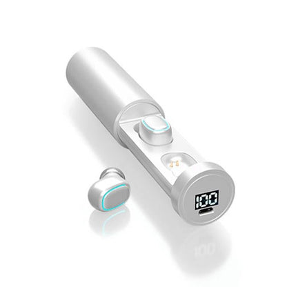 True Wireless Bluetooth Earphones with Digital Display and Charging Box - White