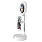 Foldable Desktop Makeup Mirror Holder with Storage - White