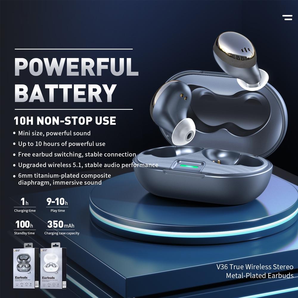 Metal Plating Wireless Tws Earphones with Charging Box - Bluetooth 5.0 - White