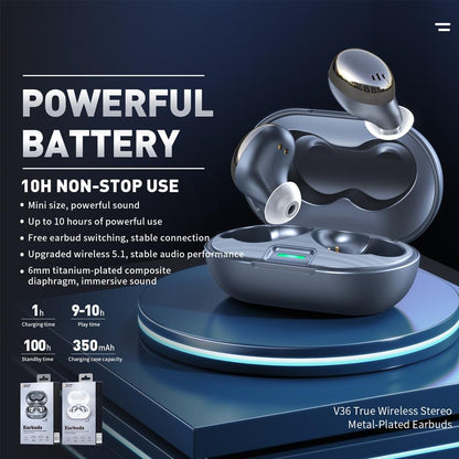 Metal Plating Wireless Tws Earphones with Charging Box - Bluetooth 5.0 - White