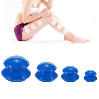 4-Piece Silicone Cupping Therapy Set For Body Massage - White