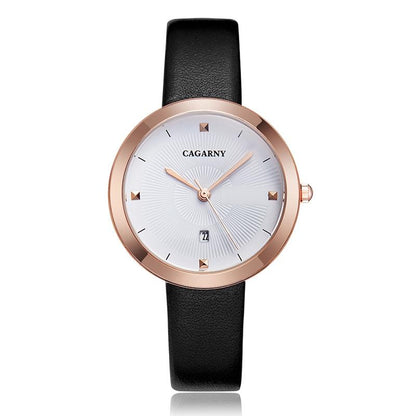 Waterproof Steel Band Quartz Watch - Fashion Life - Black White