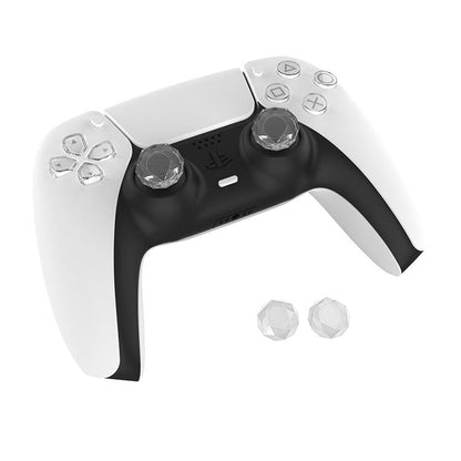 2 Pcs Diamond Texture Games Grip Caps for Ps5 - Clear White