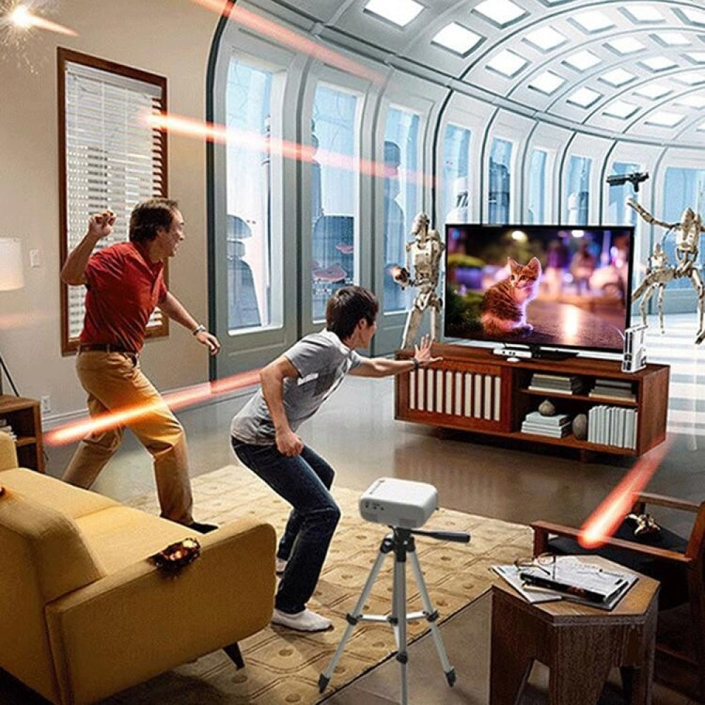 Portable Mini Led Projector For Home Theater - Av / Sd / Hdmi - Yellow White