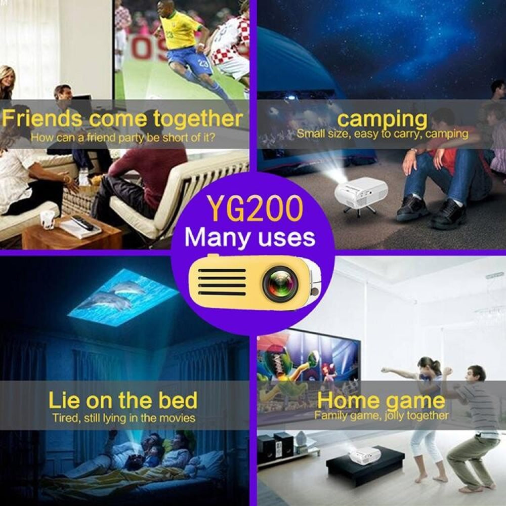 Portable Mini Led Projector For Home Theater - Av / Sd / Hdmi - Yellow White