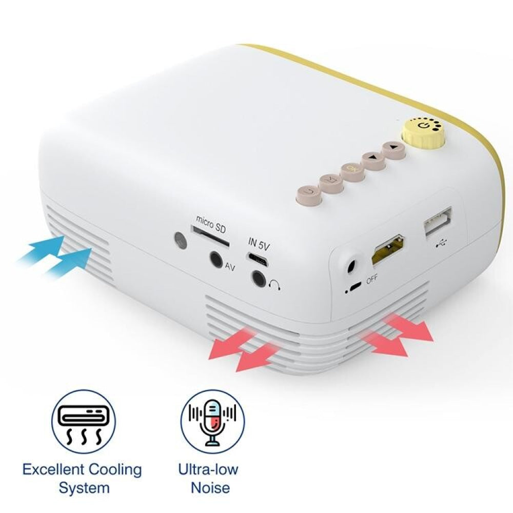 Portable Mini Led Projector For Home Theater - Av / Sd / Hdmi - Yellow White