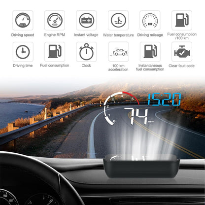 Universal Car Obd2 Hud 3.5 Inch Vehicle Head Up Display - Yellow