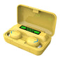 Macaron Bluetooth Earphones with Led Display and Noise Reduction - Yellow