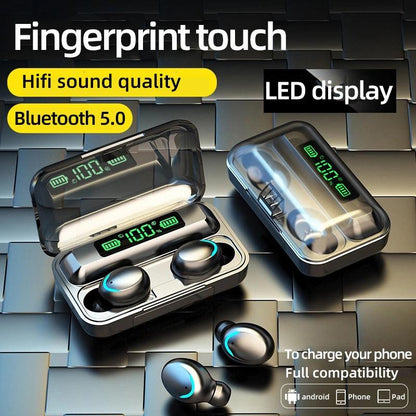 Macaron Bluetooth Earphones with Led Display and Noise Reduction - Yellow