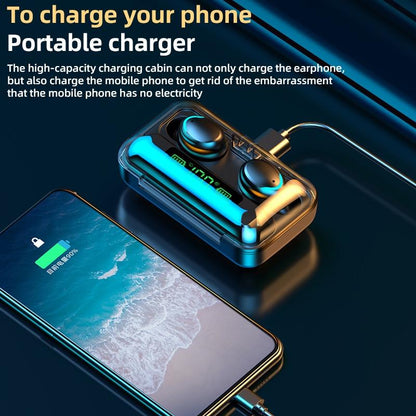 Macaron Bluetooth Earphones with Led Display and Noise Reduction - Yellow