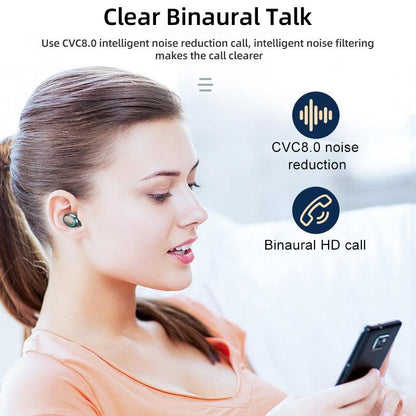 Macaron Bluetooth Earphones with Led Display and Noise Reduction - Yellow