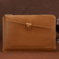 Premium Leather Business Laptop Bag With Zipper - Universal Fit - Yellow