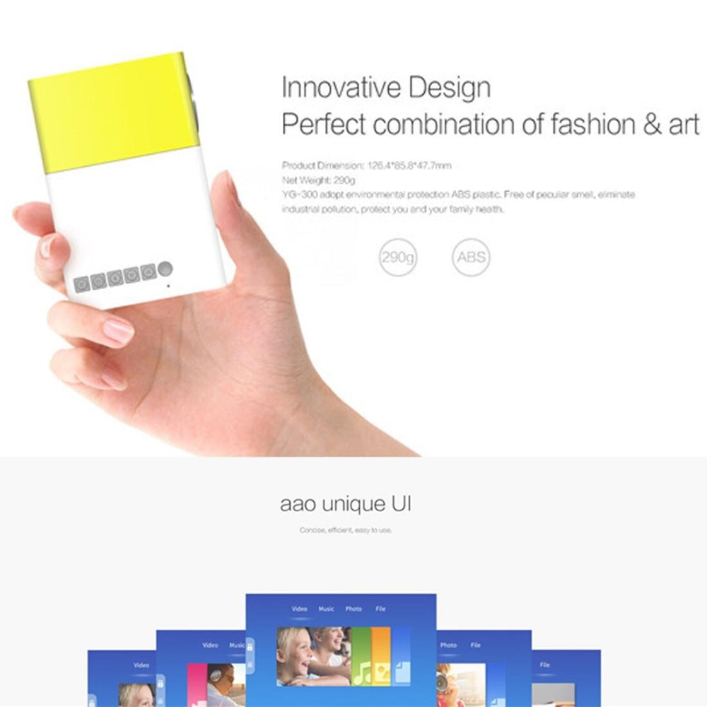 Portable Mini Home Theater Projector - 400 Lumens Hdmi / Av / Sd / Usb Remote Control - Yellow